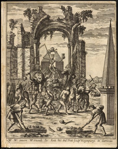 Titelseite von Theatrum mortis humanae tripartitum von Johann Weikhard von Valvasor